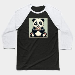 Cute Panda Bear Eating Pizza Baseball T-Shirt